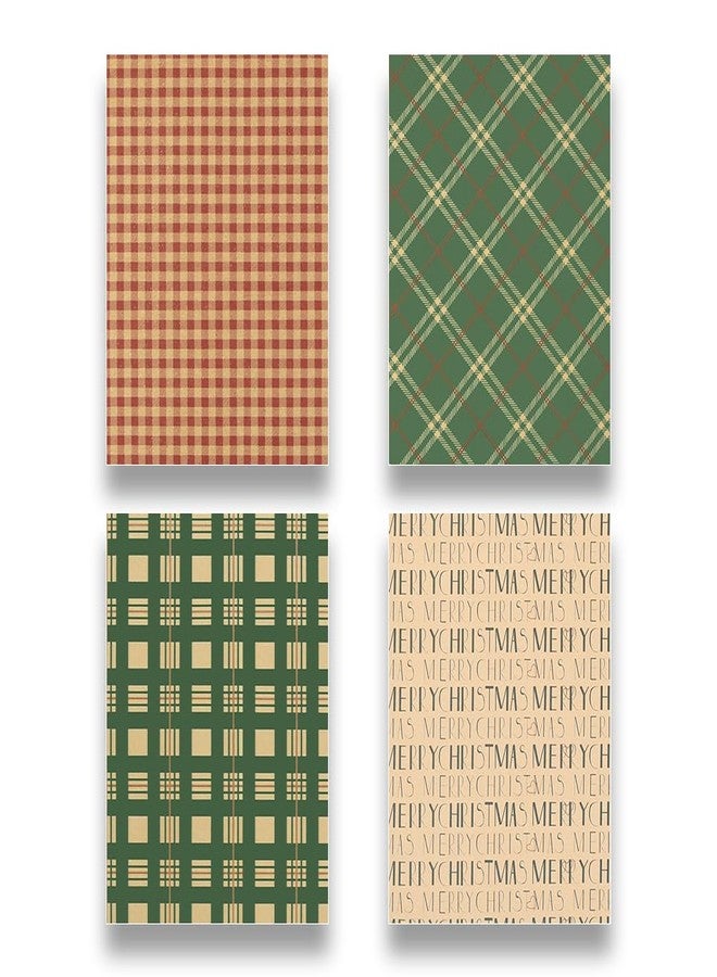 Boerni Christmas Plaid Gift Wrapping Paper - 4 Sheets, Green and Red, 28 * 20 Inch for Xmas, New Year, Birthday, Wedding - Merry Christmas Kraft Paper for Men, Women, Boys, Girls - Image 3